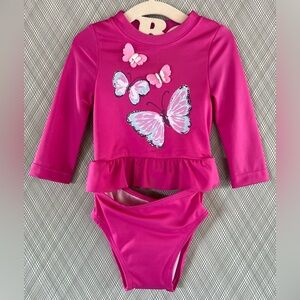 Gymboree - Pink Butterfly Long Sleeve Swim 2pc Set (Size 6-12m) NWT